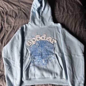 Spyder Sky Blue Men's Hoodie with Web Design